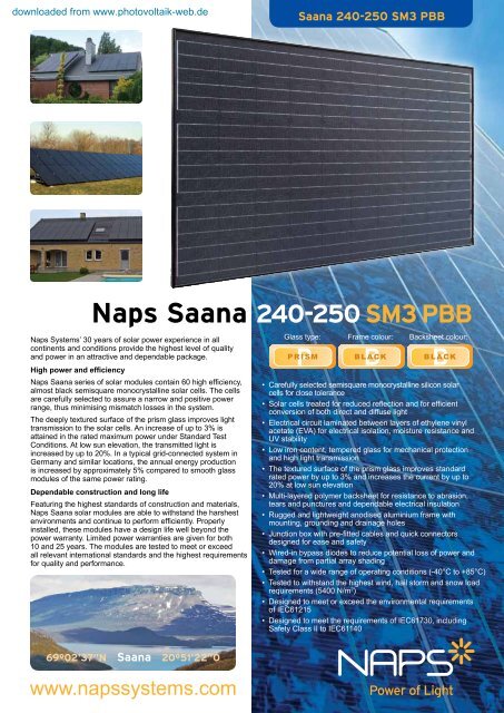 Naps Saana 240-250 SM3PBB - Energogen