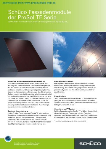 SchÃ¼co Fassadenmodule der ProSol TF Serie - Photovoltaik