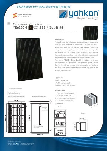 YE6220M 3BB / (Solrif Â®) - Photovoltaik