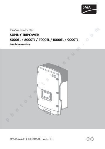 SUNNY TRIPOWER 5000TL / 6000TL / 7000TL / 8000TL / 9000TL ...