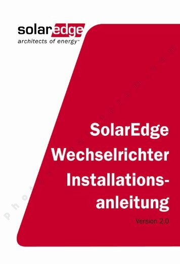 SolarEdge Wechselrichter Installantionsanleitung – MAN-01-00058-2 ...