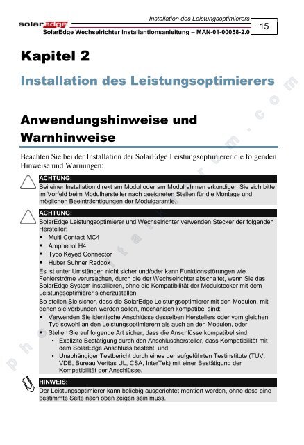 SolarEdge Wechselrichter Installantionsanleitung – MAN-01-00058-2 ...