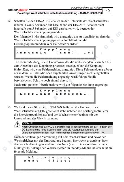 SolarEdge Wechselrichter Installantionsanleitung – MAN-01-00058-2 ...