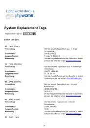 System Replacement Tags - phpWCMS{/docu}