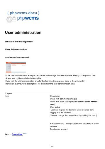 User administration - phpwcms-docu for phpwcms