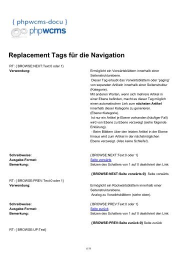 Replacement Tags für die Navigation - phpwcms-docu for phpwcms