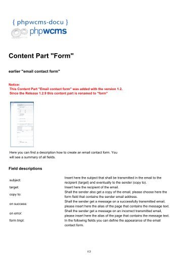 Content Part "Form" - phpwcms-docu for phpwcms