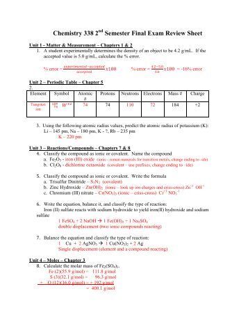 study guide for exam 3 chem Chem 1b 1dr white exam 3 study guide this study guide provides the topics covered for exam 3 a bad way to study for the exam is just to look at this study guide, check things off and think you are ready for the exam. study guide for exam 3 chem Chem 1b 1dr white exam 3 study guide this study guide provides the topics covered for exam 3 a bad way to study for the exam is just to look at this study guide, check things off and think you are ready for the exam.