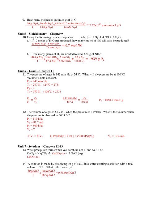 Chemistry 338 2 Semester Final Exam Review Sheet