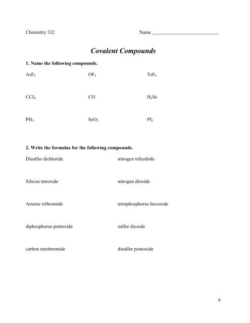 for covalent compounds or ions