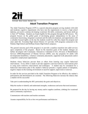 Adult Transition Program - Palatine High School - Township High ...