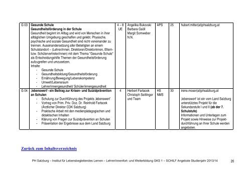 Programm SCHILF GKS I - Pädagogische Hochschule Salzburg