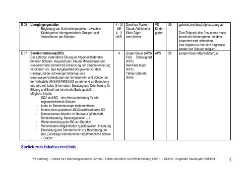 Programm SCHILF GKS I - Pädagogische Hochschule Salzburg