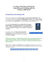 Creating a Web Page and Web Site Using Microsoft FrontPage 2003 ...