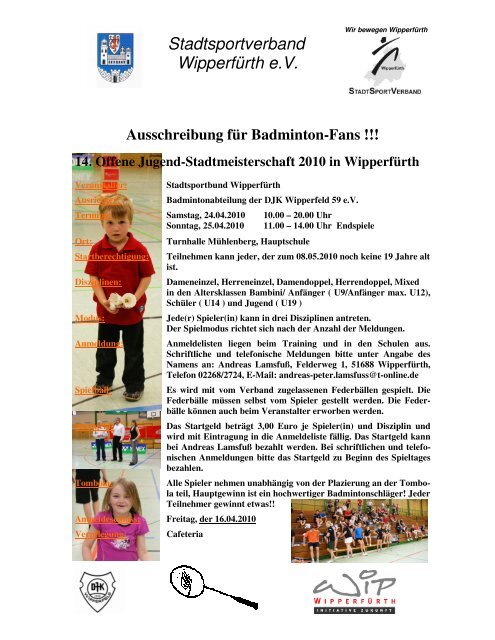 Stadtsportverband Wipperfürth eV Ausschreibung ... - DJK Wipperfeld
