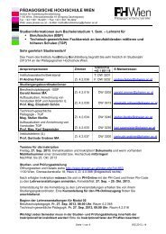 Studieninformation 1. Semester - PÃ¤dagogische Hochschule Wien