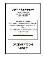 DeVRY University ORIENTATION PACKET