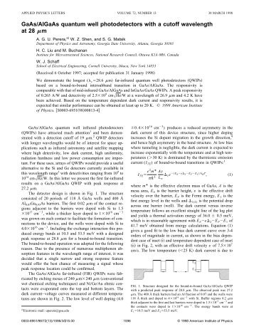 GaAs/AlGaAs quantum well photodetectors with a cutoff wavelength ...