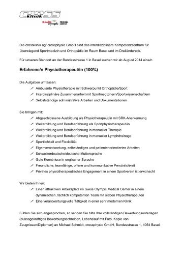 Erfahrene/n Physiotherapeut/in (100%)