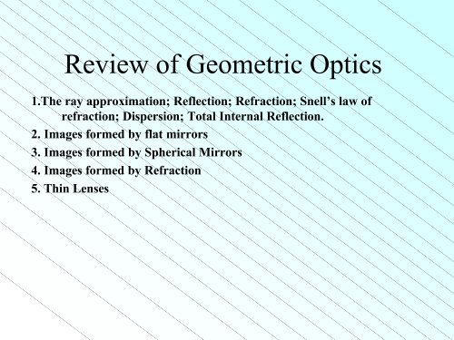 Review of Geometric Optics