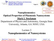 Nanoplasmonics Short Course Lecture 2 - Physics & Astronomy ...