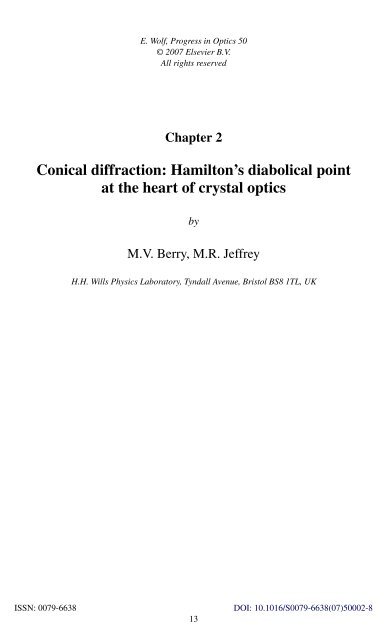 Conical diffraction: Hamilton's diabolical point at the ... - Physics home