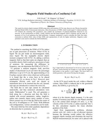 Magnetic Field Studies of a Cos(theta) Coil - Department of Physics ...