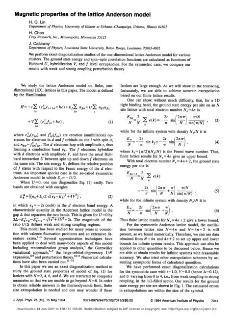 Magnetic properties of the lattice Anderson model - Department of ...