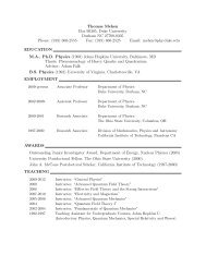 Curriculum Vitae - Duke Physics - Duke University