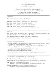 CURRICULUM VITAE - Duke Physics - Duke University