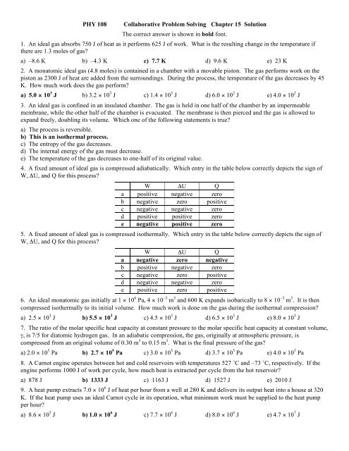PHY 108 Collaborative Problem Solving Chapter 15 Solution The ...