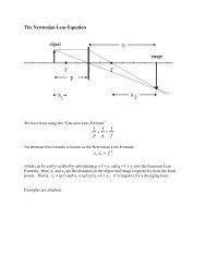 1 1 1 p q f + = x x f = The Newtonian Lens Equation