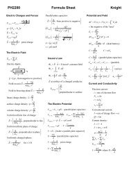 PH2200 Formula Sheet.pdf - Physics