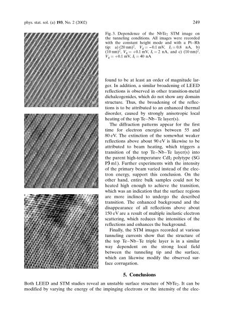 The Instability of the NbTe2 Surface Structure D - Department of ...