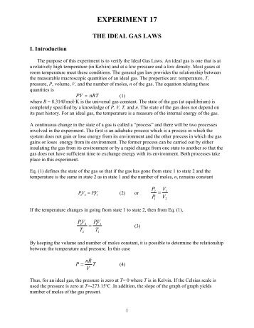 Lab for January 13: the ideal-gas law