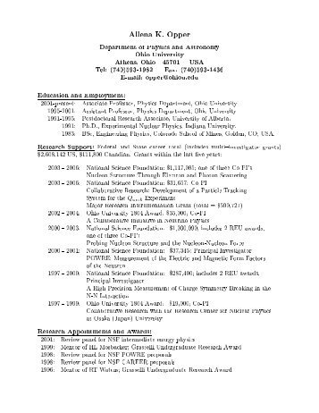 Allena Opper's CV (pdf) - Department of Physics & Astronomy - Ohio ...