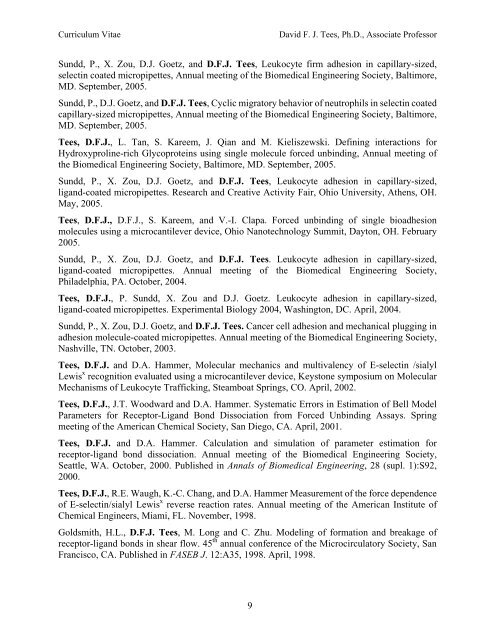 Curriculum Vitae (PDF) - Department of Physics & Astronomy - Ohio ...