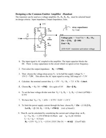 Designing a the Common Emitter Amplifier -Handout