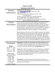 Physics 609 Syllabus Fall 2012 General Information Course ...