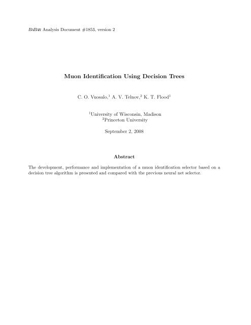 Muon Identification Using Decision Trees