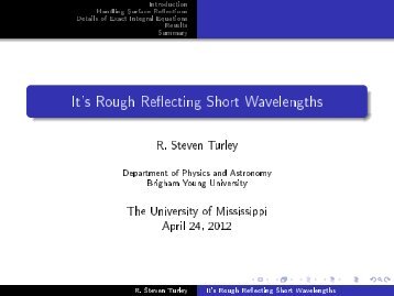 It's Rough Reflecting Short Wavelengths - Physics and Astronomy ...