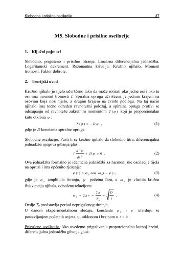 M5. Slobodne i prisilne oscilacije - phy