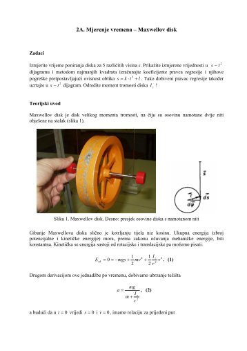 VjeÅ¾ba 2a (mjerenje vremena - Maxwellov disk) - phy