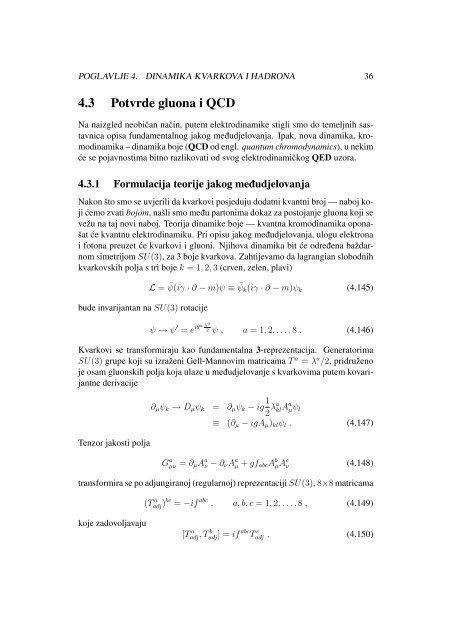 Poglavlje 4 Dinamika kvarkova i hadrona - phy