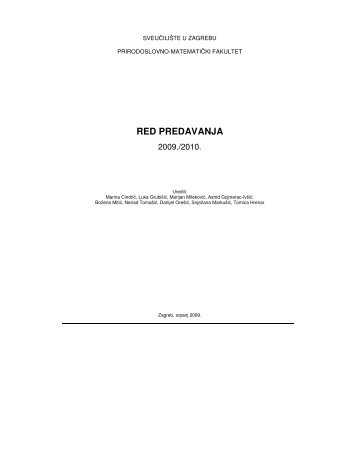 RED PREDAVANJA - phy - SveuÄiliÅ¡te u Zagrebu