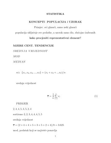 STATISTIKA KONCEPTI : POPULACIJA i UZORAK Primjer: svi ... - phy