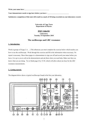 The oscilloscope - University of Cape Town