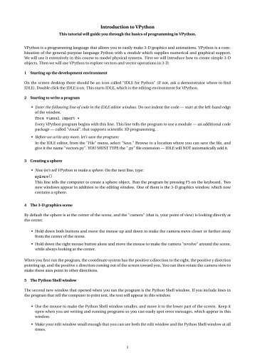 VPython tutorial 0