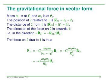 The gravitational force in vector form