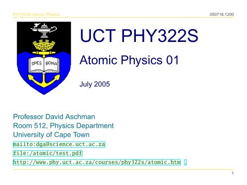 Atomic01 - University of Cape Town